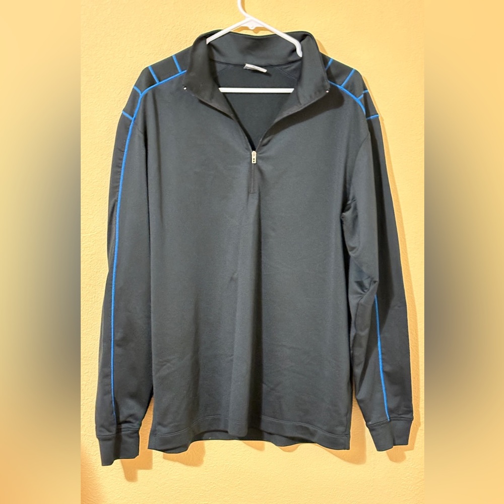 Nike Golf Dri-Fit Men Black Blue Quarter Zip Pullover Long Sleeve Athletic Top L